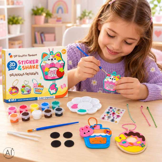 3D Keychain Making Kit 4 Dessert-Themed Charms
