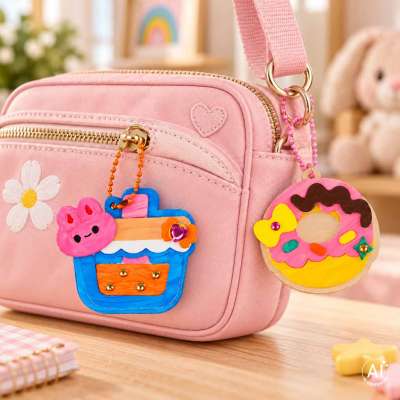 3D Keychain Making Kit 4 Dessert-Themed Charms