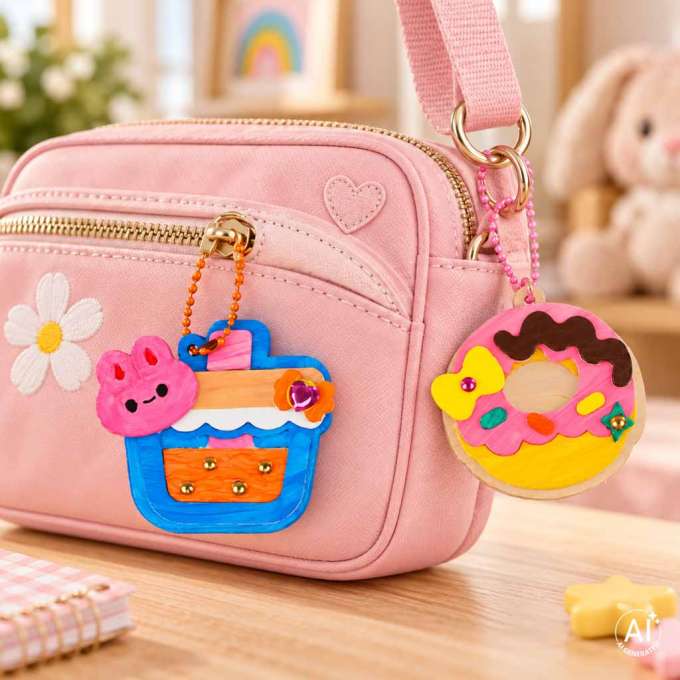 3D Keychain Making Kit 4 Dessert-Themed Charms