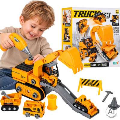5-in-1 Construction Vehicle Building Block Excavator