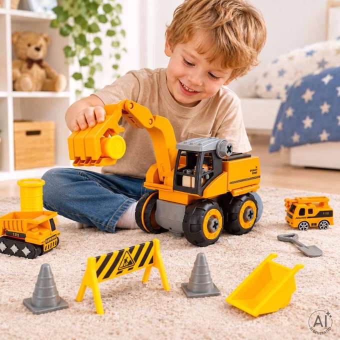 5-in-1 Construction Vehicle Building Block Excavator
