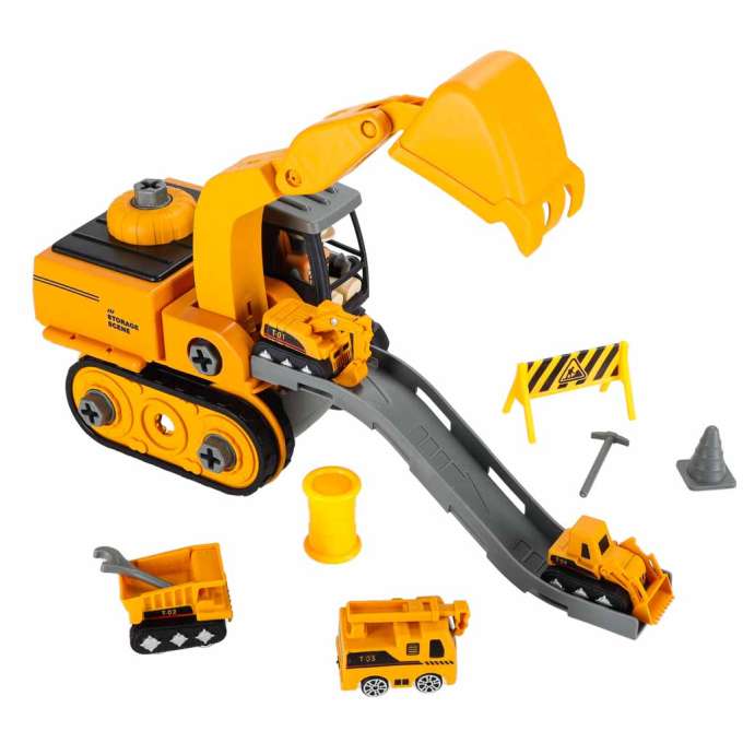 5-in-1 Construction Vehicle Building Block Excavator