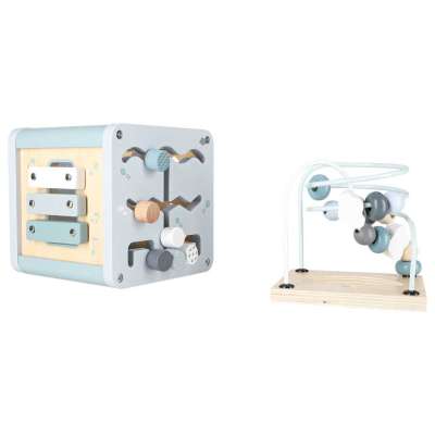 5-in-1 Wooden Educational Manipulative Motor Skills Cube Blue