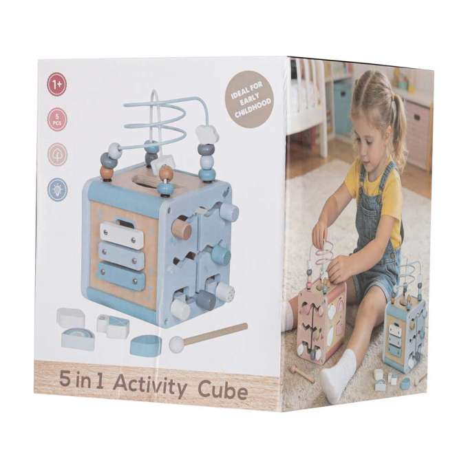 5-in-1 Wooden Educational Manipulative Motor Skills Cube Blue