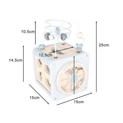 5-in-1 Wooden Educational Manipulative Motor Skills Cube Blue