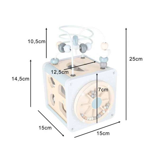 5-in-1 Wooden Educational Manipulative Motor Skills Cube Blue