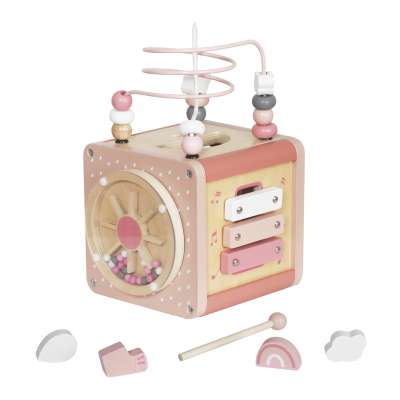 5-in-1 Wooden Educational Manipulative Motor Skills Cube pink