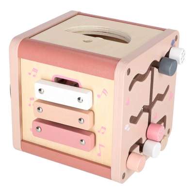 5-in-1 Wooden Educational Manipulative Motor Skills Cube pink