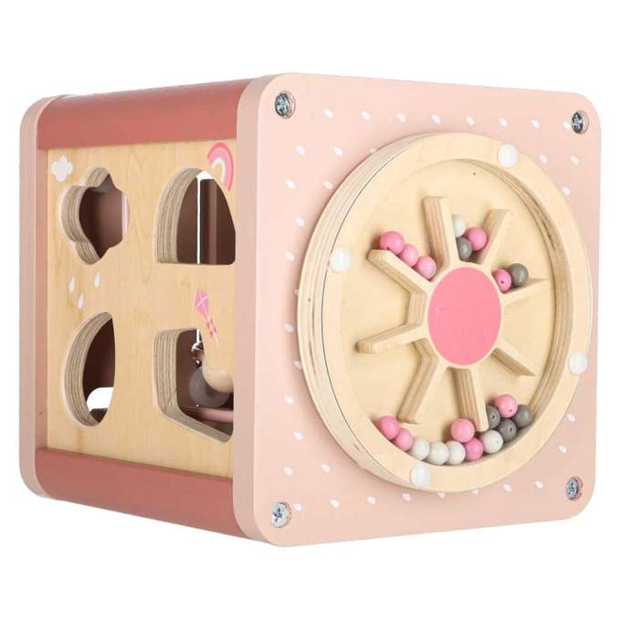 5-in-1 Wooden Educational Manipulative Motor Skills Cube pink