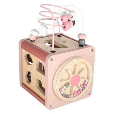5-in-1 Wooden Educational Manipulative Motor Skills Cube pink