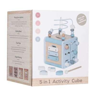 5-in-1 Wooden Educational Manipulative Motor Skills Cube pink