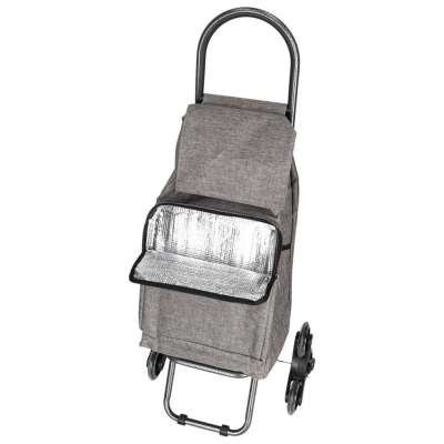 6-Wheel Shopping Trolley with Insulated Pocket 95 cm Gray