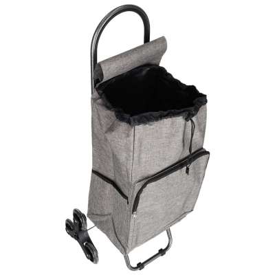 6-Wheel Shopping Trolley with Insulated Pocket 95 cm Gray
