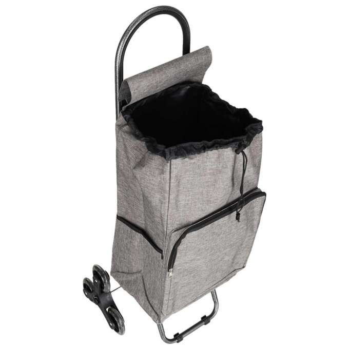 6-Wheel Shopping Trolley with Insulated Pocket 95 cm Gray