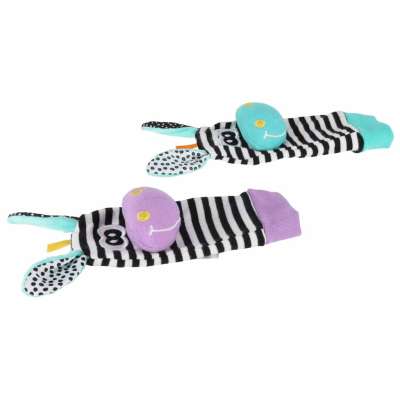 Baby Rattle Socks and Headbands 4-Piece Set Green and Purple
