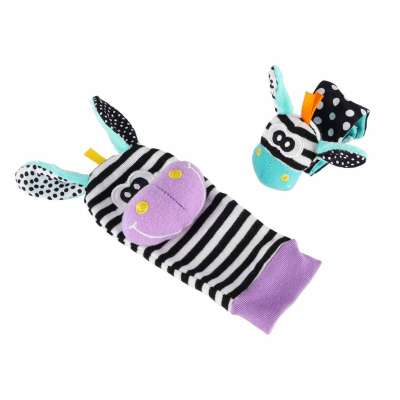 Baby Rattle Socks and Headbands 4-Piece Set Green and Purple