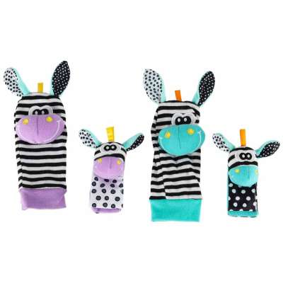 Baby Rattle Socks and Headbands 4-Piece Set Green and Purple