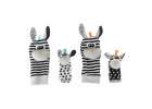 Baby Socks with Rattles and Ribbons 4-Piece Set Black and White 8