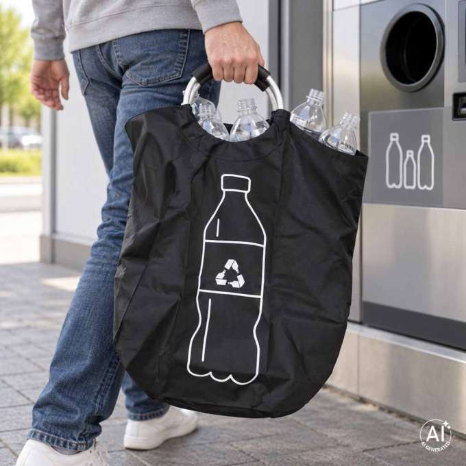 Baskets bags for returnable bottles waste sorting recycling
