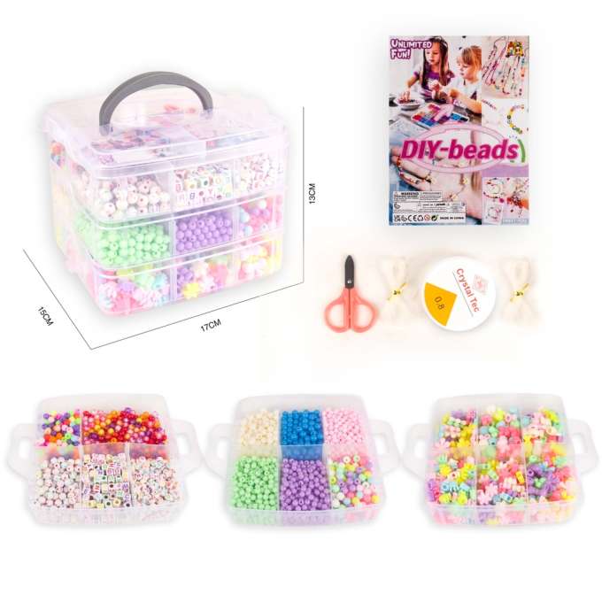 Beads for making bracelets necklaces and jewelry set in a trunk