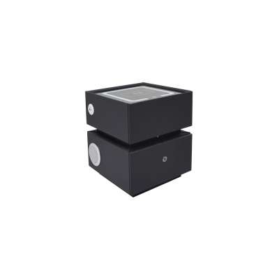 Bedside cabinet hanging with drawers LED lighting a USB charging port and a Bluetooth speaker black