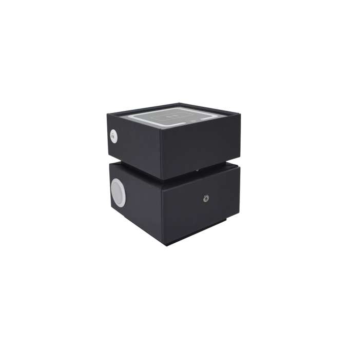 Bedside cabinet hanging with drawers LED lighting a USB charging port and a Bluetooth speaker black