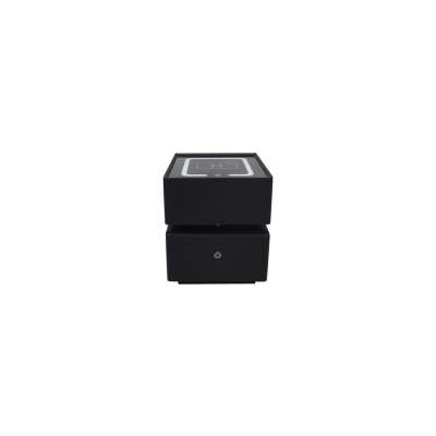 Bedside cabinet hanging with drawers LED lighting a USB charging port and a Bluetooth speaker black