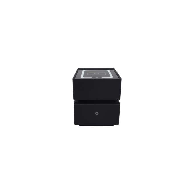Bedside cabinet hanging with drawers LED lighting a USB charging port and a Bluetooth speaker black