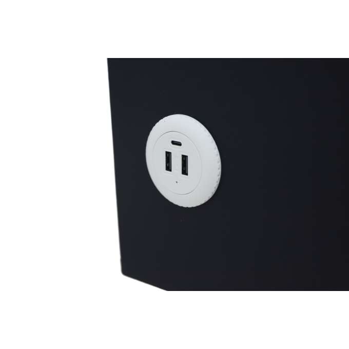 Bedside cabinet hanging with drawers LED lighting a USB charging port and a Bluetooth speaker black