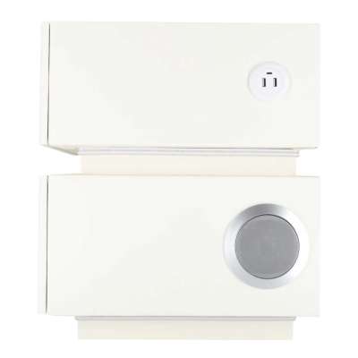Bedside cabinet hanging with drawers LED lighting a USB charging port and a Bluetooth speaker ecru
