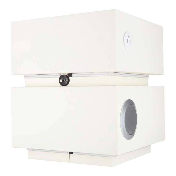 Bedside cabinet hanging with drawers LED lighting a USB charging port and a Bluetooth speaker ecru