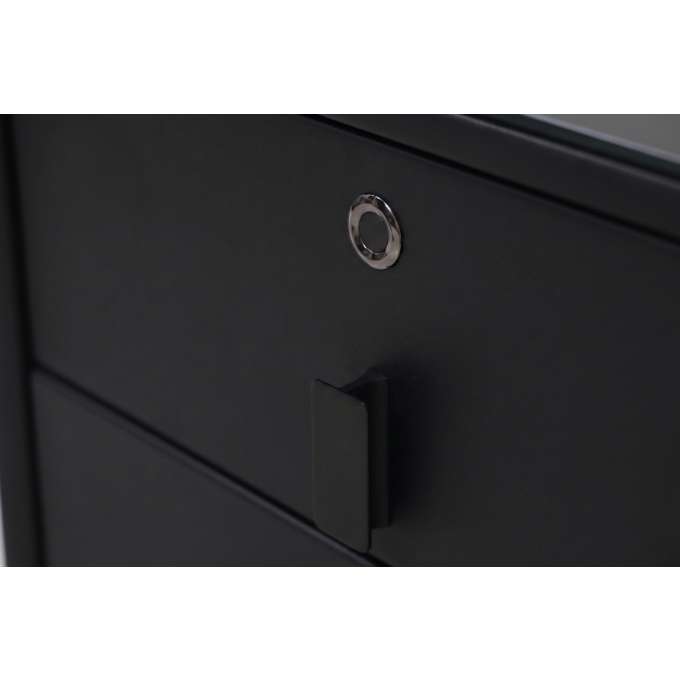 Bedside table with drawers LED lighting USB charging Bluetooth speaker black