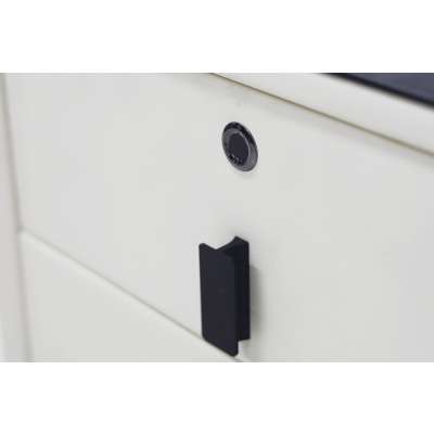 Bedside table with drawers LED lighting USB charging Bluetooth speaker ecru