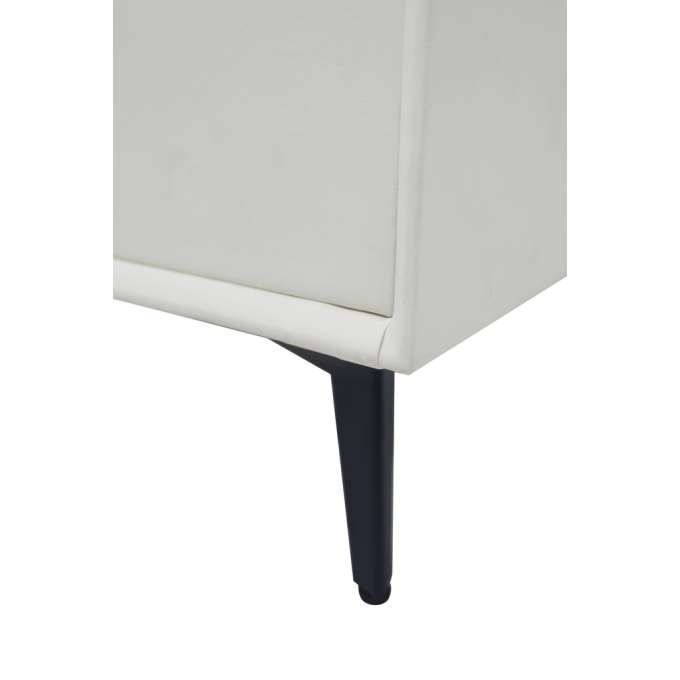 Bedside table with drawers LED lighting USB charging Bluetooth speaker ecru