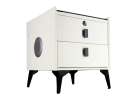 Bedside table with drawers LED lighting USB charging Bluetooth speaker ecru 2