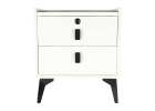 Bedside table with drawers LED lighting USB charging Bluetooth speaker ecru 4