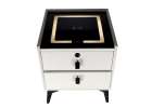 Bedside table with drawers LED lighting USB charging Bluetooth speaker ecru 8