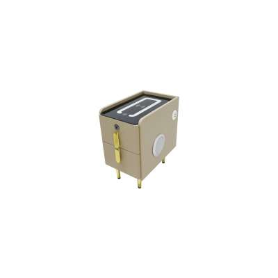 Bedside table with drawers LED lighting USB charging and Bluetooth speaker beige