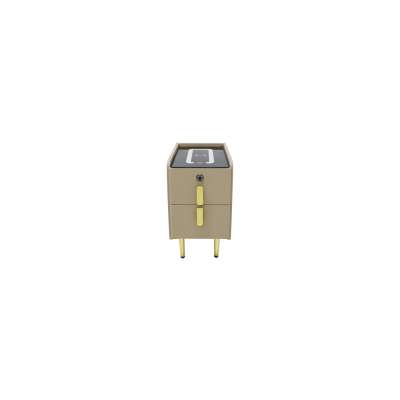Bedside table with drawers LED lighting USB charging and Bluetooth speaker beige