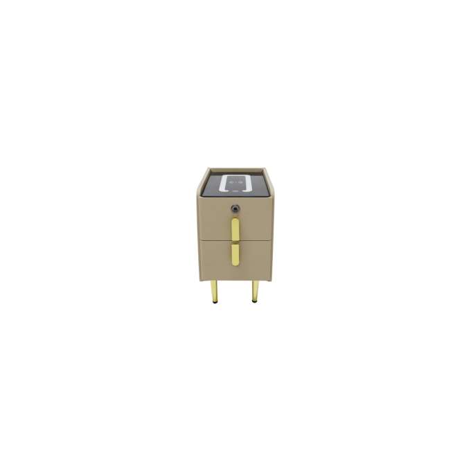 Bedside table with drawers LED lighting USB charging and Bluetooth speaker beige