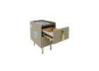 Bedside table with drawers LED lighting USB charging and Bluetooth speaker beige 3
