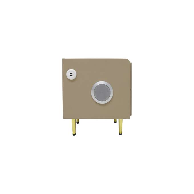 Bedside table with drawers LED lighting USB charging and Bluetooth speaker beige