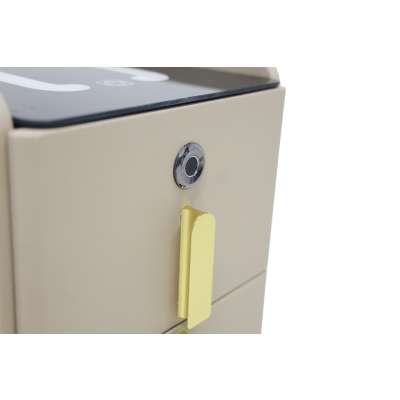 Bedside table with drawers LED lighting USB charging and Bluetooth speaker beige