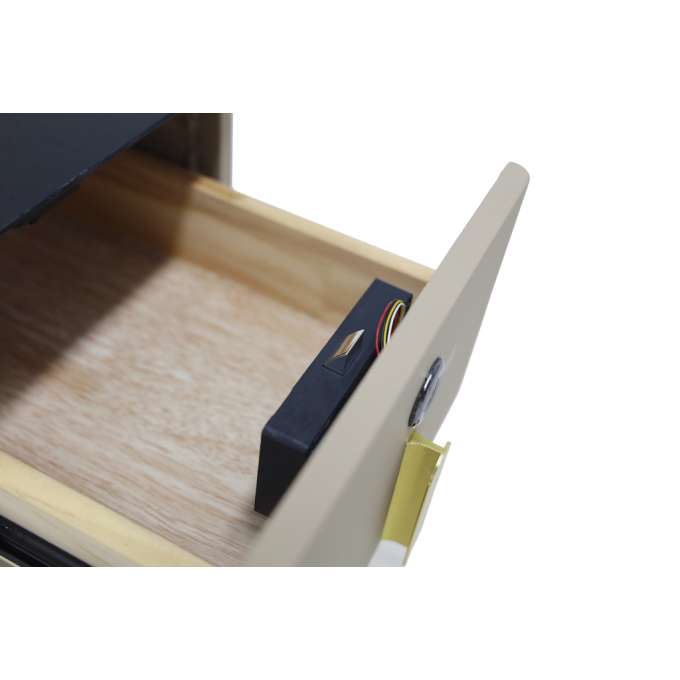 Bedside table with drawers LED lighting USB charging and Bluetooth speaker beige