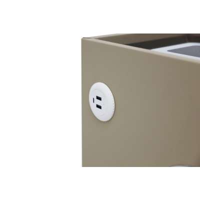 Bedside table with drawers LED lighting USB charging and Bluetooth speaker beige