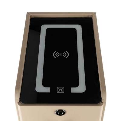 Bedside table with drawers LED lighting USB charging and Bluetooth speaker beige