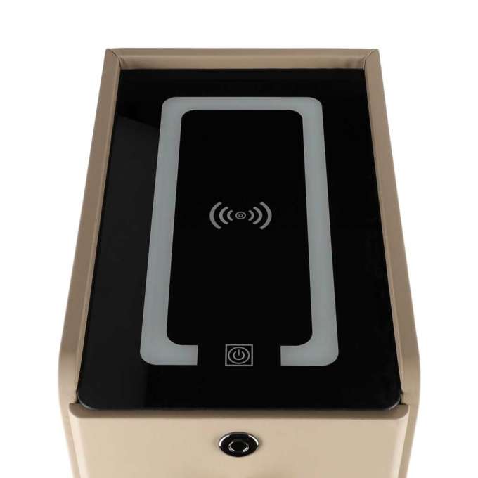 Bedside table with drawers LED lighting USB charging and Bluetooth speaker beige