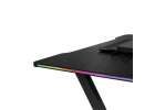 Biurko gamingowe z nadstawką LED RGB uchwyty komputerowe dla gracza 120x60cm 9