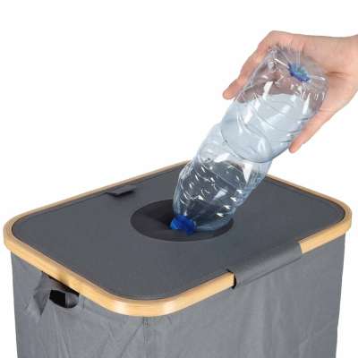 Bottle return bin with a removable bag for waste sorting and recycling