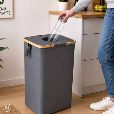 Bottle return bin with a removable bag for waste sorting and recycling